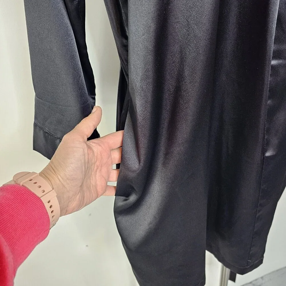 Vintage Y2K Victorias Secret Black Satin Robe One Size Short Dainty Romantic
